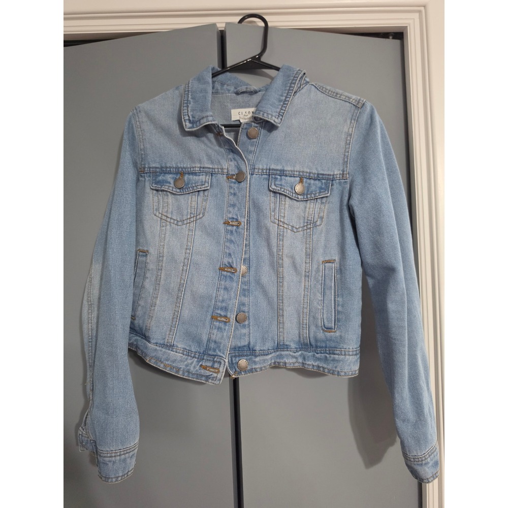 Ci Sono Denim Jacket Women Medium Light Blue Like New Classic Button Front